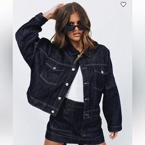 NWT Princess Polly Hughes Dark Wash Denim Jacket Size 2